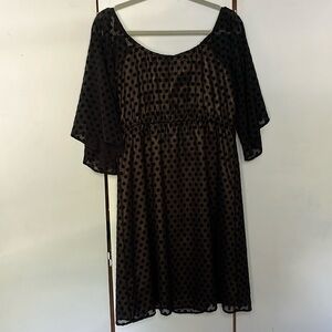 Judith March Black Dotted Burnout Overlay Dress